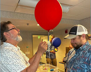 Two instructors testing their balloon