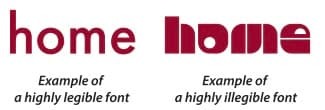 Legibility legible vs not legible